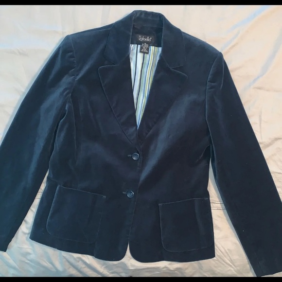 Dark Turquoise Blue Blazer Velour Size 10 - Picture 4 of 12